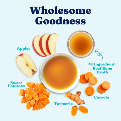 Solid Gold Nutrient-Rich Bone Broth Topper for Dogs with Turmeric - 6 Pouches - Made in the USA