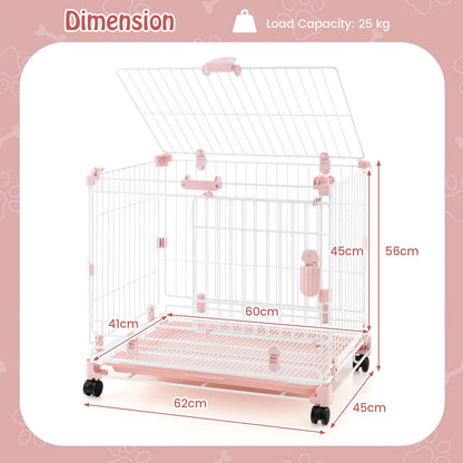 Folding Dog Kennel with Dual Locking Doors and Mobility Wheels