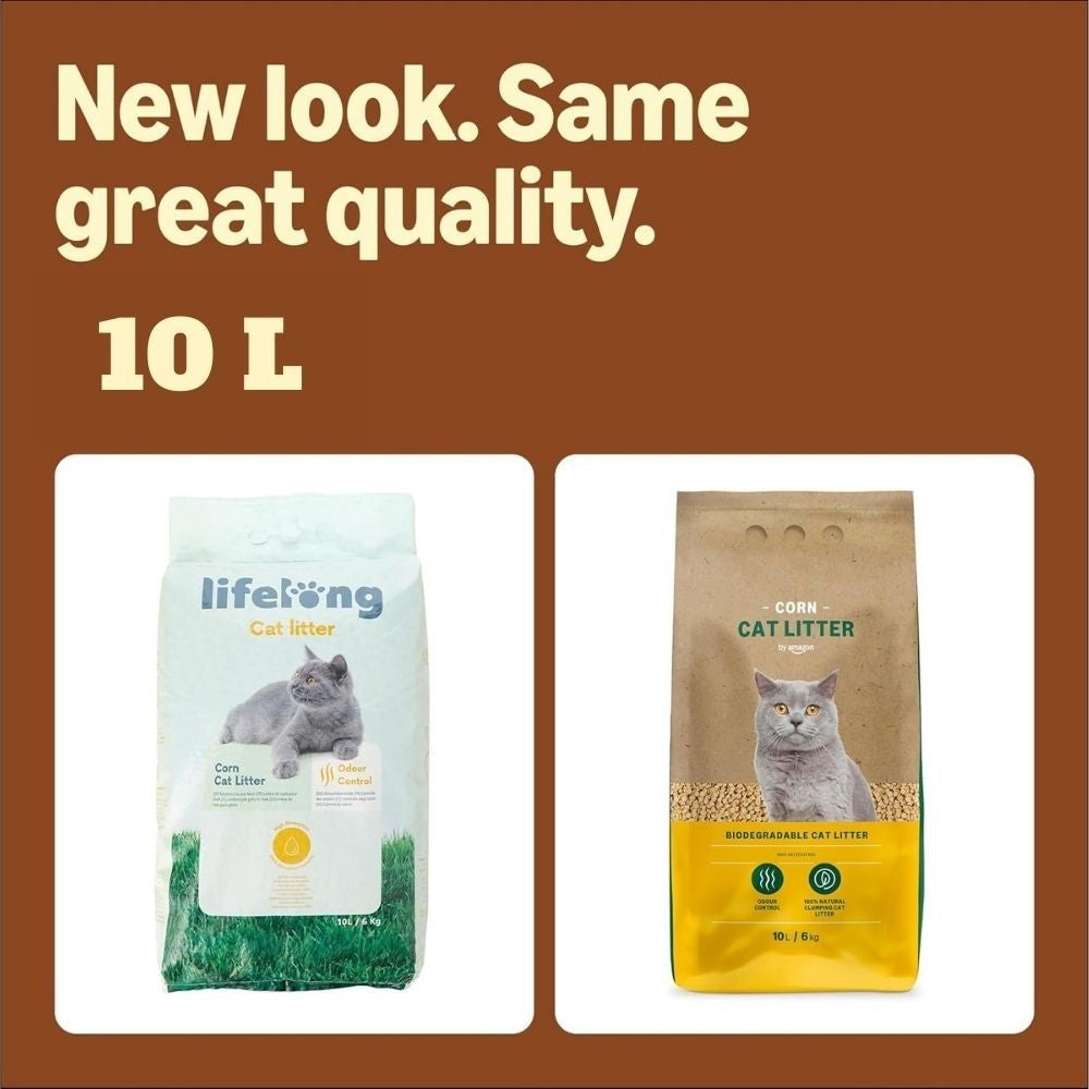 Lifelong Natural Clumping Corn Cat Litter 10L-25L - Highly Absorbent, Made in the UK