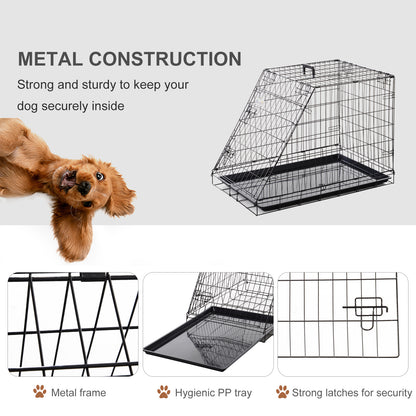 Metal Folding Dog Crate with Removable Tray - 78 x 47 x 55 cm