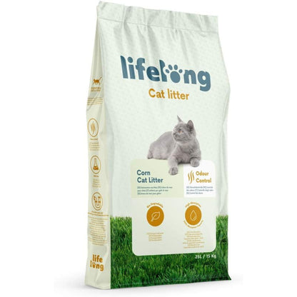 Lifelong Natural Clumping Corn Cat Litter 10L-25L - Highly Absorbent, Made in the UK
