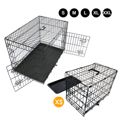 Metal Dog Cage and Puppy Training Kennel - Pet Carrier Crates (24"-48") - Black