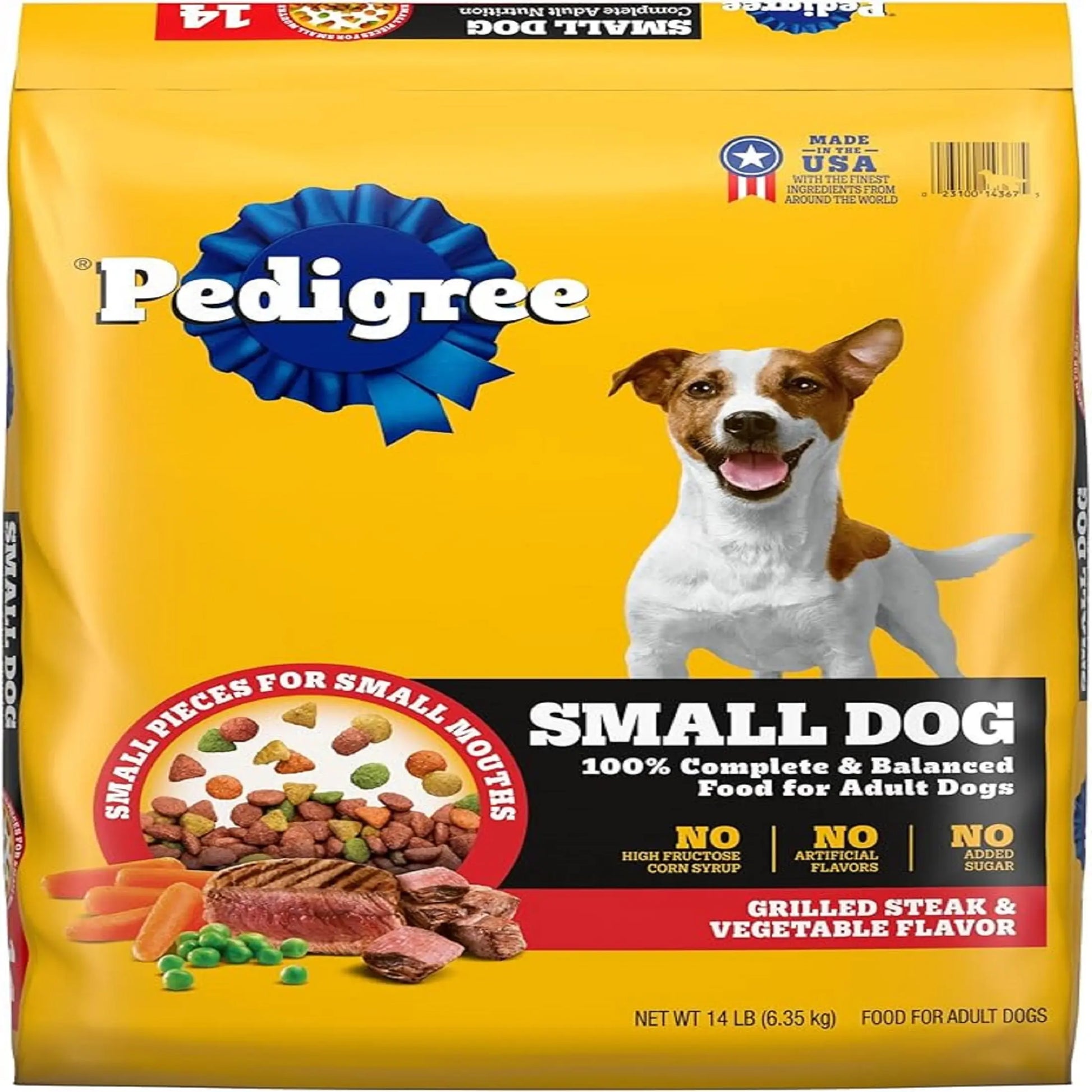 Pedigree Complete Nutrition Adult Small Dog Dry Food, Grilled Steak & Vegetable Flavor, 14 lb Bag
