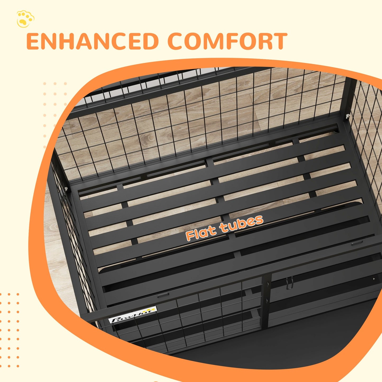 Pawhut 36-Inch Heavy-Duty Dog Crate with Wheels, Bowl Holder, and Removable Tray