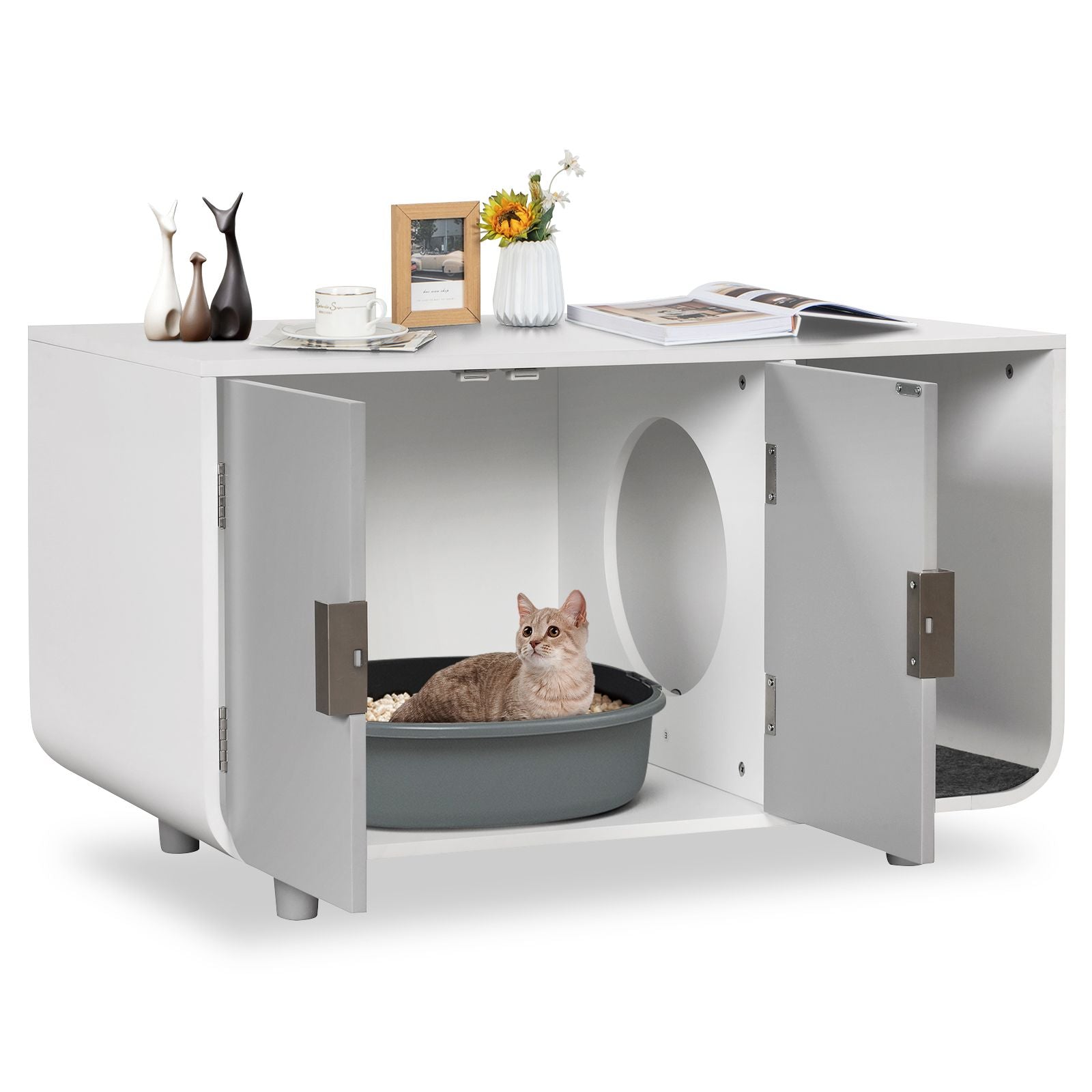 Cat Litter Box Enclosure Cabinet