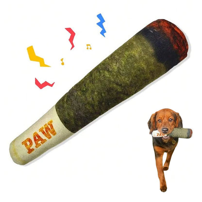 Interactive Plush Dog Toy - Cigar Design Squeaky Chew Toy for Small to Medium Dogs