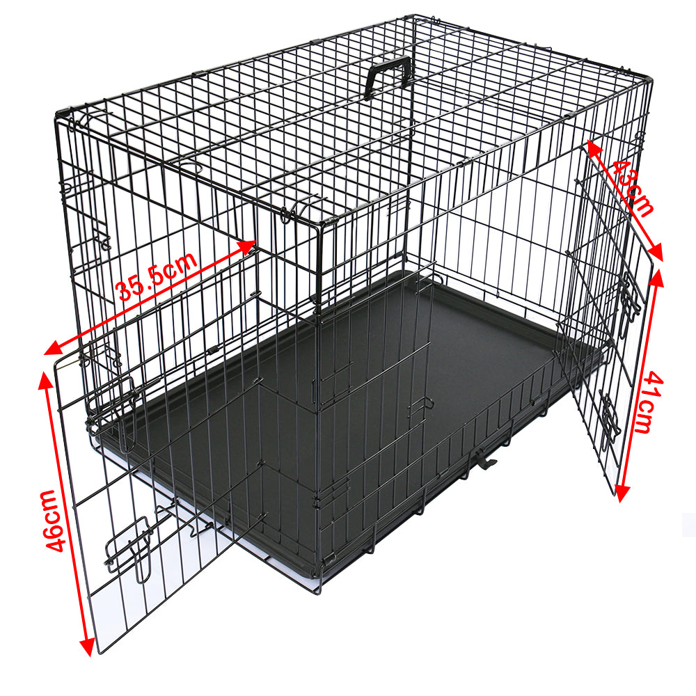 Metal Dog Cage and Puppy Training Kennel - Pet Carrier Crates (24"-48") - Black
