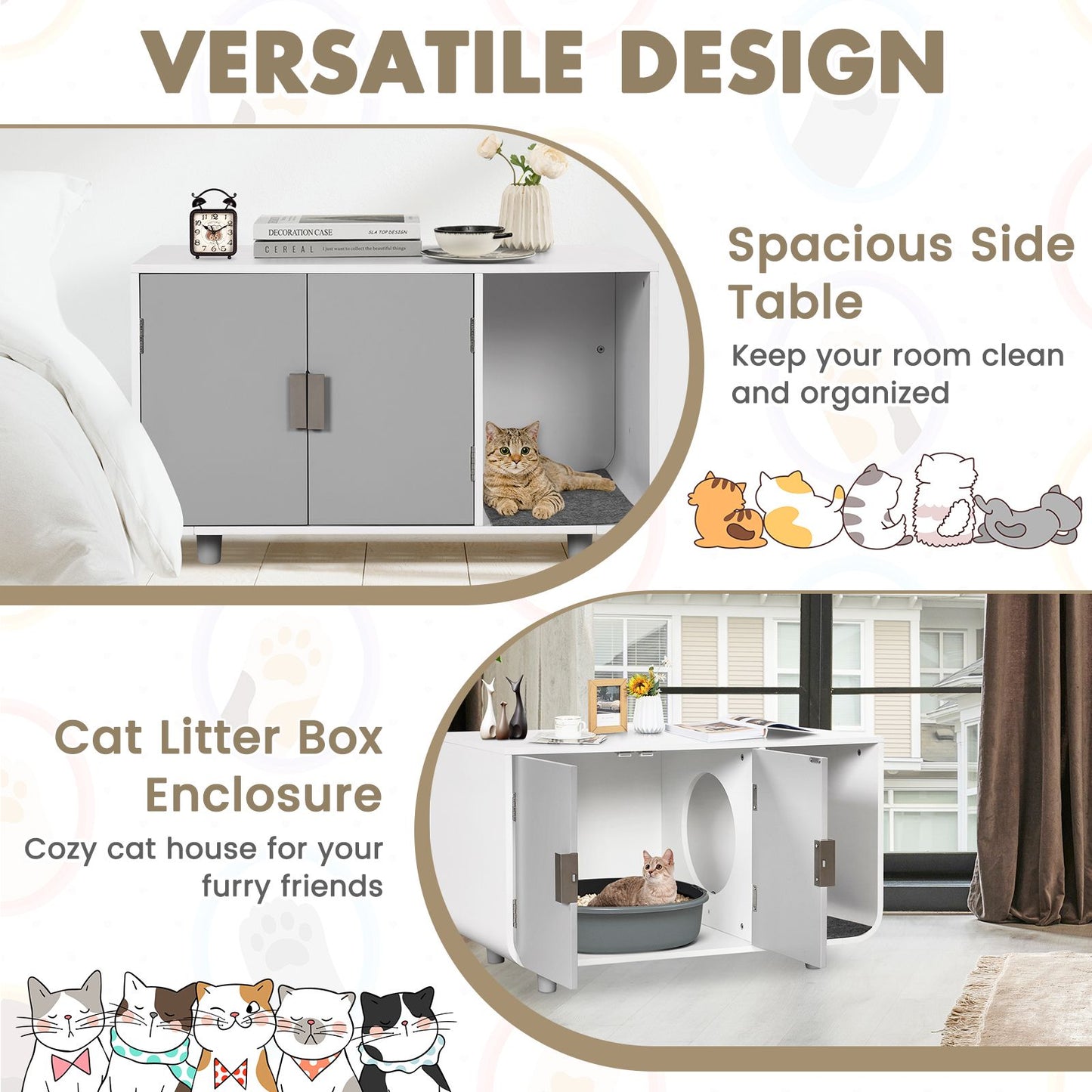 Cat Litter Box Enclosure Cabinet