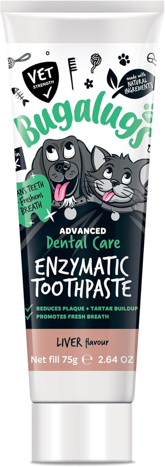 Dental Enzymatic Dog Toothpaste & Cat Toothpaste for Dog Teeth Cleaning, Dog Breath Freshener, Dog Plaque Remover & Tartar for Pets Use with Our Dog Toothbrush & Cat Toothbrush (Liver 75G)