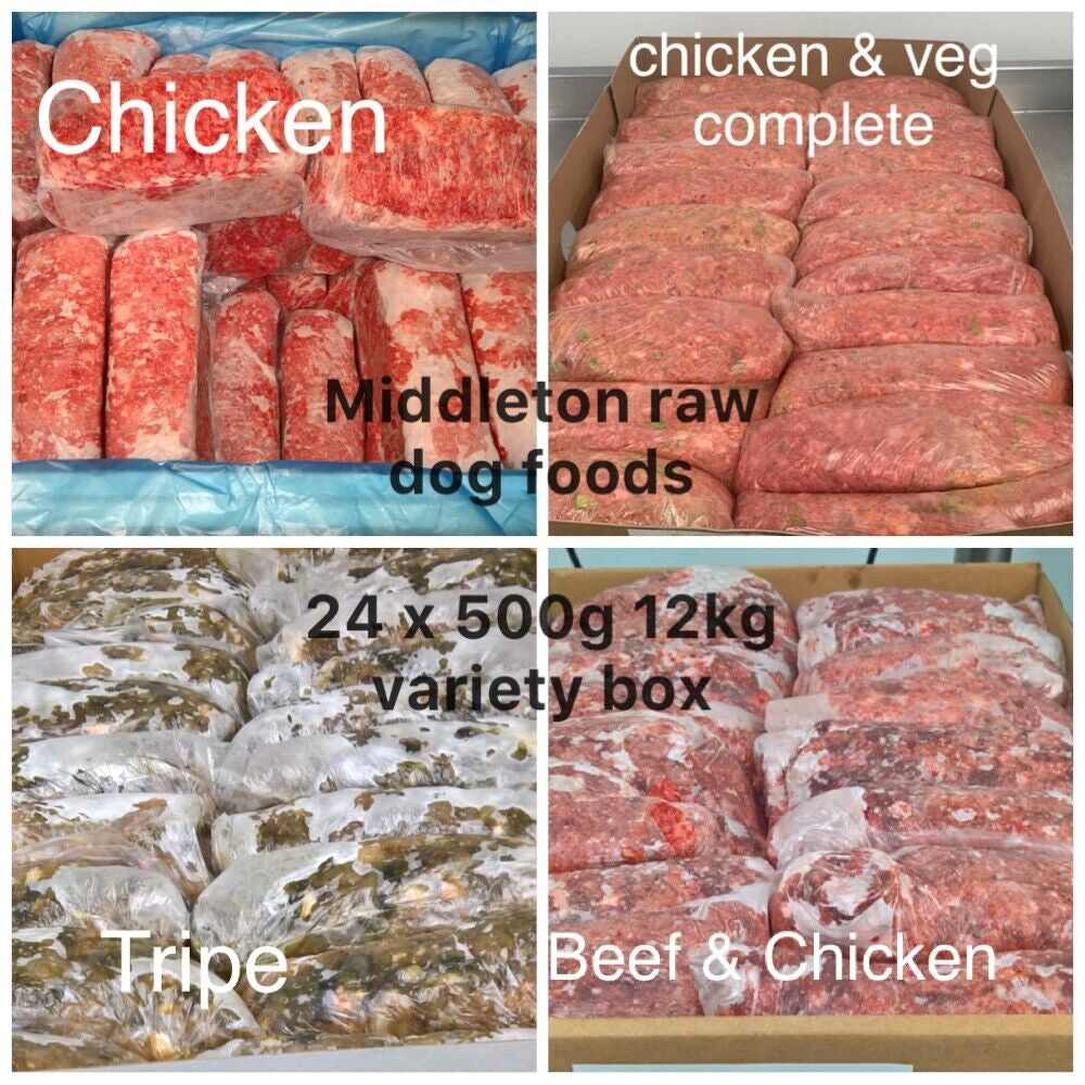 Frozen Dog Food Variety Box - 24 x 500g Bags (12kg) - BARF Raw Diet Delivered
