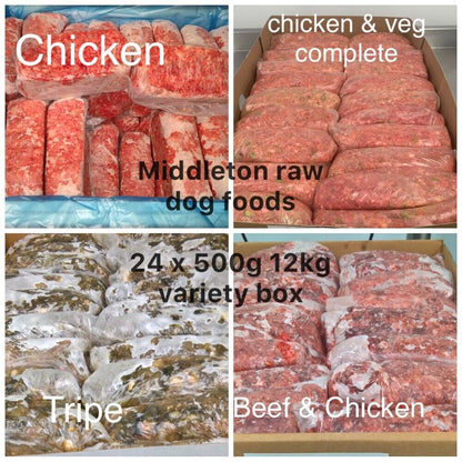 Frozen Dog Food Variety Box - 24 x 500g Bags (12kg) - BARF Raw Diet Delivered