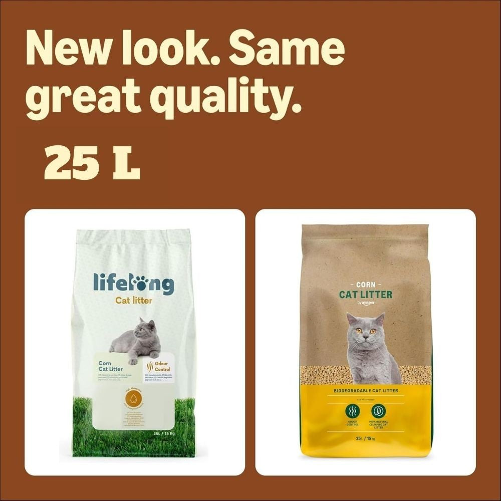 Lifelong Natural Clumping Corn Cat Litter 10L-25L - Highly Absorbent, Made in the UK