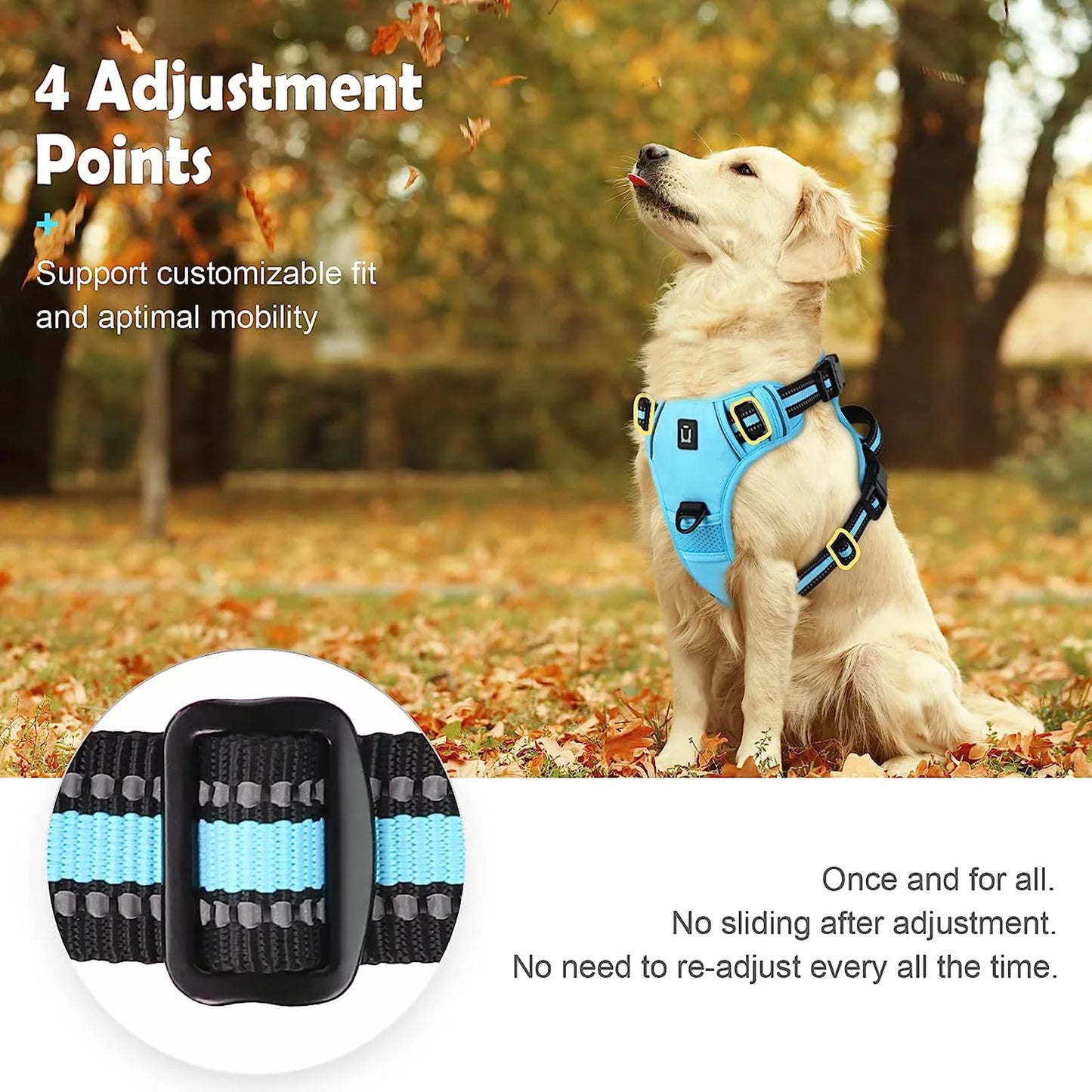Adjustable Soft Padded No-Pull Dog Harness with Convenient Control Handle