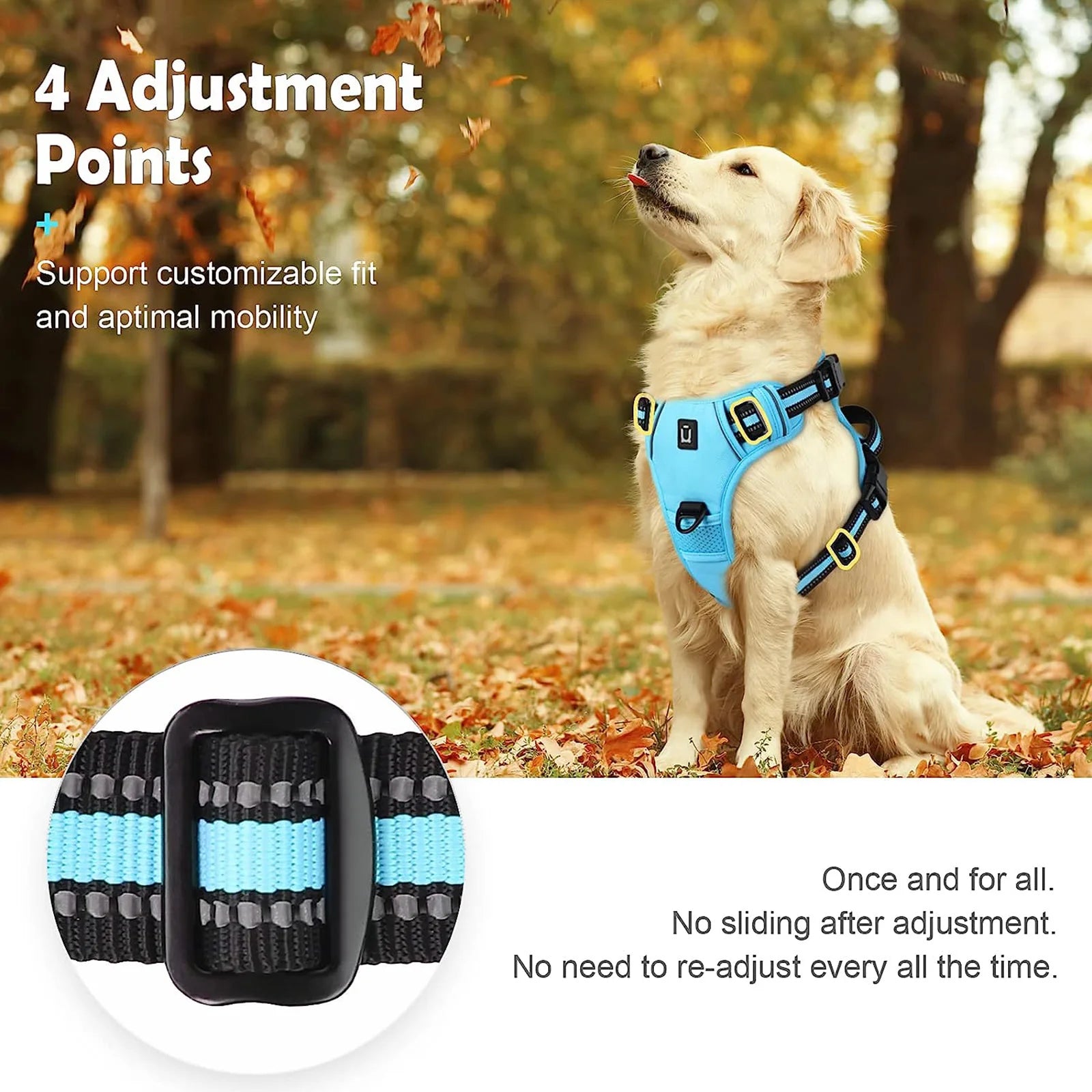 Adjustable Soft Padded No-Pull Dog Harness with Convenient Control Handle