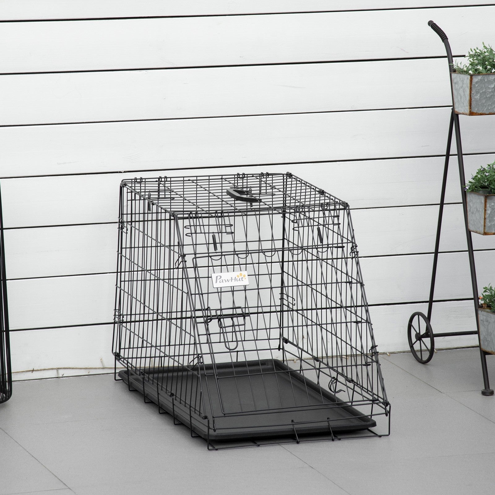 Metal Folding Dog Crate with Removable Tray - 78 x 47 x 55 cm