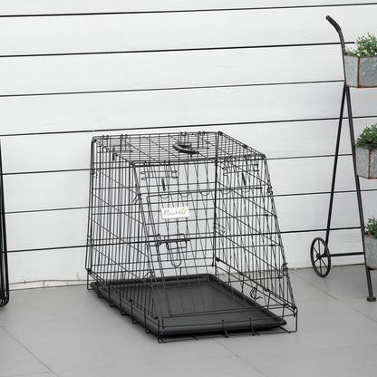 Metal Folding Dog Crate with Removable Tray - 78 x 47 x 55 cm