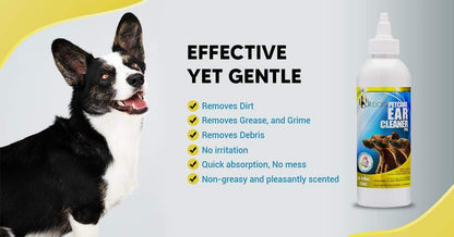 Dog Ear Cleaner Drops – Dog Ear Cleaning Solution - Easy Apply Nozzle Canine Ear Cleaner – Ear Wash for Dogs - Help Relieve Itching, Head Shaking, Irritation – Dog Ear Flush Formula – 230Ml