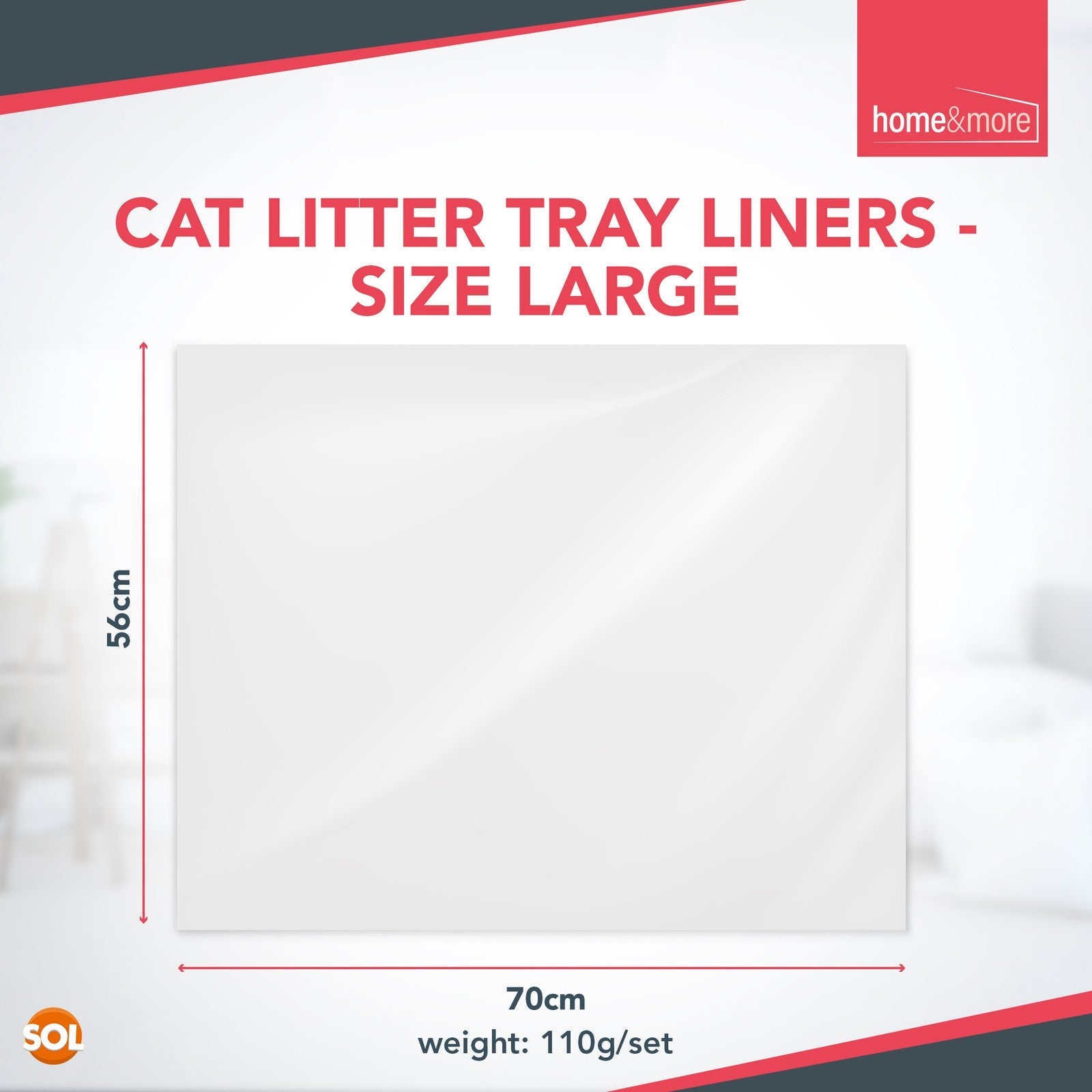 Extra Large Disposable Cat Litter Tray Liners 56X70Cm 