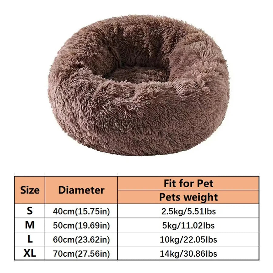 Premium Plush Faux Fur Donut Bed for Cats and Small to Medium Dogs - Comfortable, Washable, and Warm