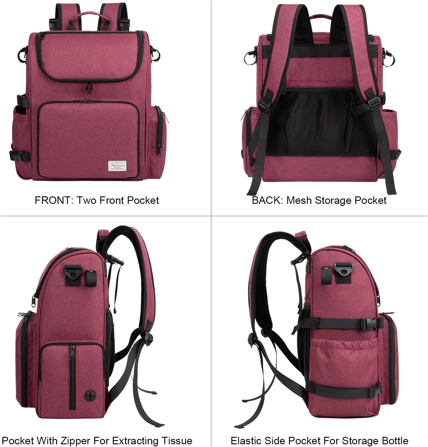 Pet Travel Backpack: Airline-Approved Organizer for Dogs and Cats with Shoulder Strap, Includes 2 Food Storage Containers, 2 Collapsible Bowls, and 1 Pet Mat - Rose Red