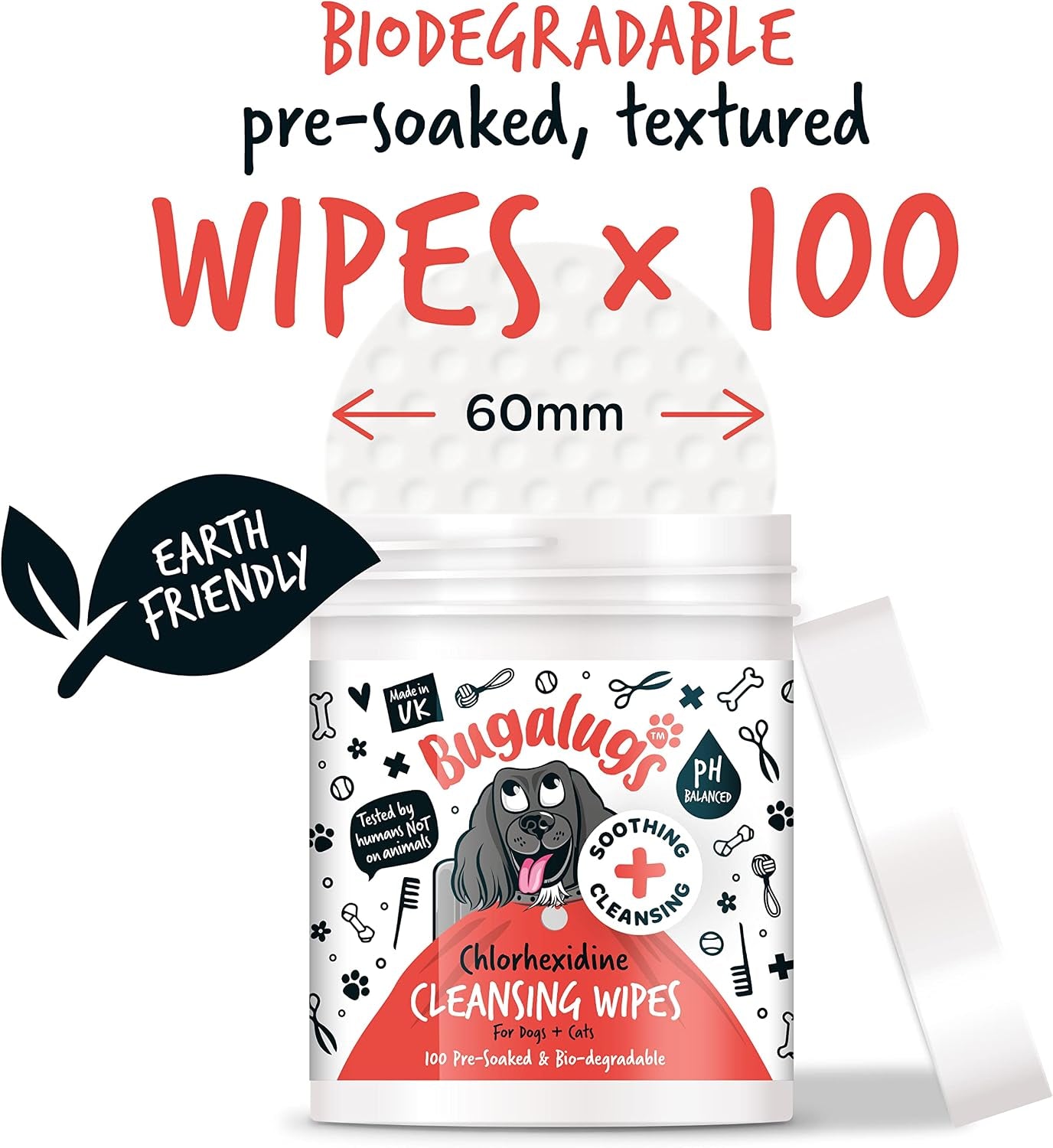 Dog Wipes for Pawly Skin - 100 Biodegradable Dog Grooming Pet Wipes. Use as Dog Ear Wipes, Dog Eye Wipes, Dog Face Wipes, Paw & Bum Wipes for Puppy, Dogs & Cat Grooming