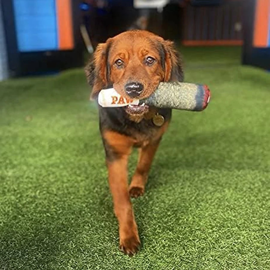 Interactive Plush Dog Toy - Cigar Design Squeaky Chew Toy for Small to Medium Dogs