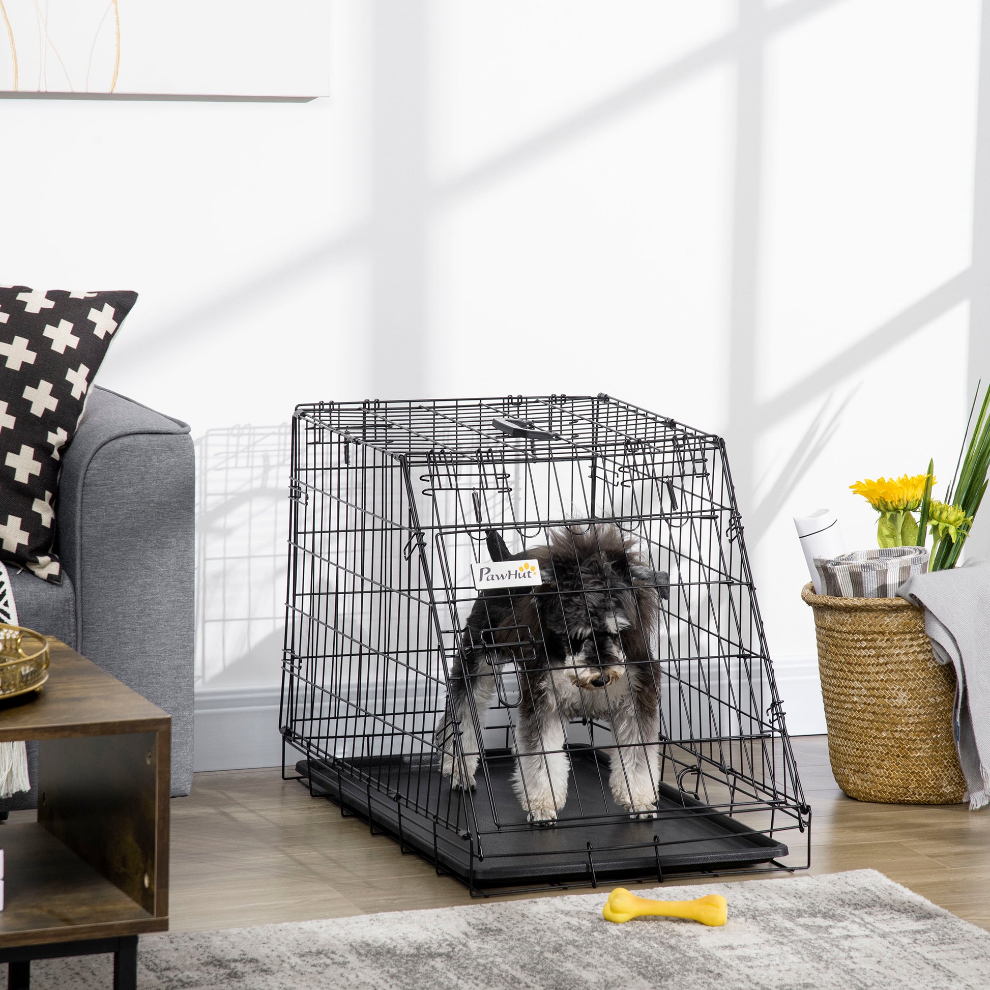 Metal Folding Dog Crate with Removable Tray - 78 x 47 x 55 cm