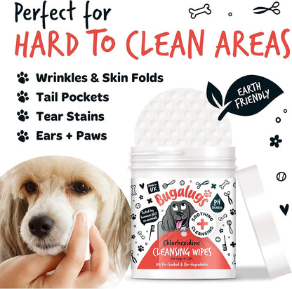 Dog Wipes for Pawly Skin - 100 Biodegradable Dog Grooming Pet Wipes. Use as Dog Ear Wipes, Dog Eye Wipes, Dog Face Wipes, Paw & Bum Wipes for Puppy, Dogs & Cat Grooming