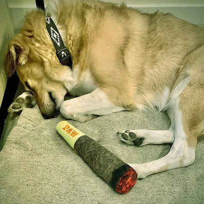 Interactive Plush Dog Toy - Cigar Design Squeaky Chew Toy for Small to Medium Dogs